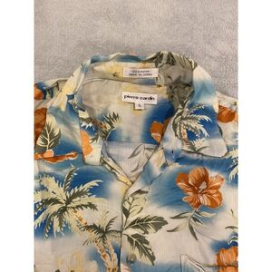 Pierre Cardin Mens L Hawaiian Shirt Short Sleeve Casual Button Down 100% Rayon